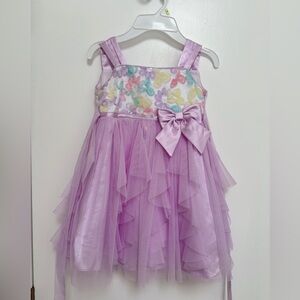 Purple Floral Embellished Dress with Bow